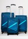 Set of 3 Luggage   Spotlight 4W Str (E)   Polyester Soft Sided 360&deg; 4 Wheels Spinner Trolleys- Cabin-20 Inch  Medium-24Inch  Large- 28 Inch  Blue