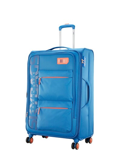 SET OF 2 VANGUARD PLUS 8W EXP TROLLEY BAGS 20/28inch BRIGHT BLUE