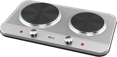 Techno Best Double Hot Plate, Cast Iron, 2500W, Thermostat Control, Silver BHP-003