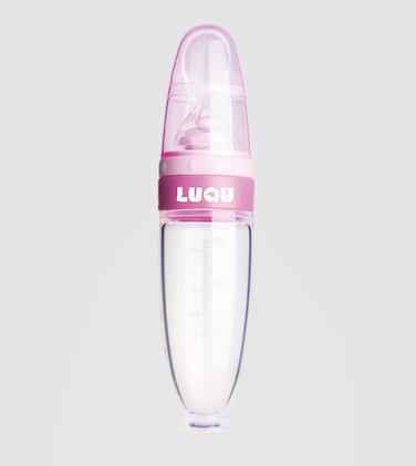 Luqu Food Feeder Silicone With Spoon-Pink