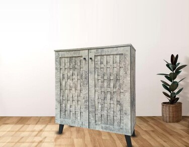 دولاب أحذية متعدد الأغراض- 2 باب - 91X80X32 سم - رمادي