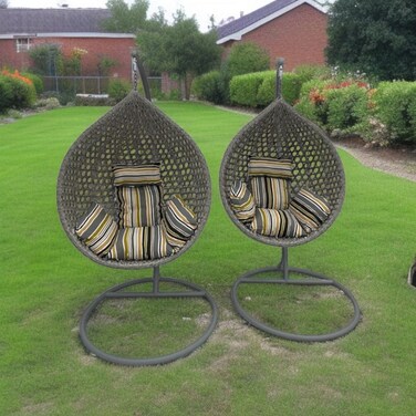 2-Seater Swing Set 120x100x&amp;90X110 cm - Gray