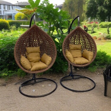 2-Seater Swing Set 120x100x&amp;90X110 cm - Brown