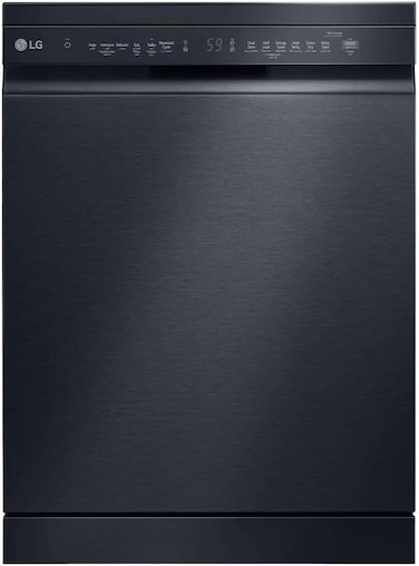 غسالة أطباق بـ 14 مكان، تقنية كواد واش وايزي راك بلس، ضجيج منخفض، منطقتان للغسيل، دورة غسيل أطباق توربو سايكل، محرك يعمل بتقنية الدفع العاكس المباشر من LG، أسود - DFC513FM