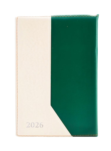 Emerald Duo Diary 2026, A5 Daily Planner, Stylish Plastic Cover - Green