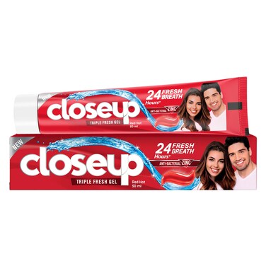 Closeup Triple Fresh Gel Toothpaste, Red Hot, 50ml
