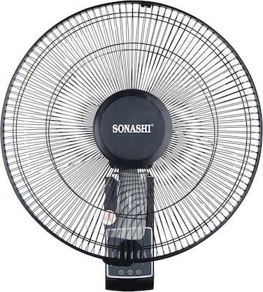 مروحة حائط 16 بوصة مع ريموت كنترول   60 واط   1250 دورة/دقيقة   3 سرعات مع ميزة التذبذب   5 شفرات شفافة مع محرك منخفض الضوضاء   حماية من الحرارة الزائدة   SF-8007WR