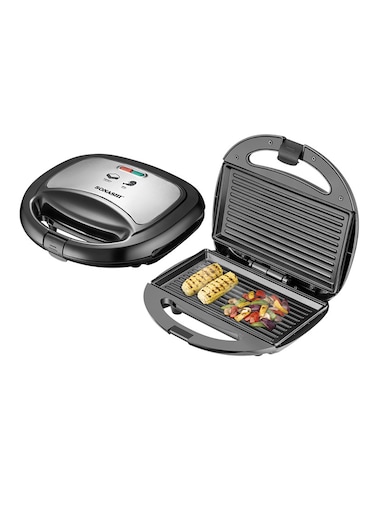 2 Slice Grill Maker &acirc;&euro;&ldquo; Non-Stick, Stainless Steel Sandwich Maker with Handle Locking System, Indicator Light, Overheat Protection 750 W SGT-853N Black/Silver