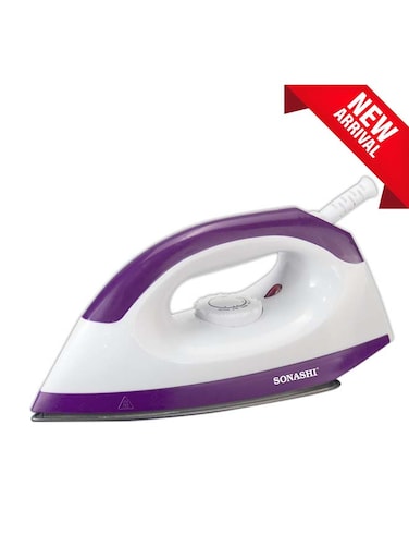 Dry Iron With Stainless Steel Soleplate &amp; Adjustable Thermostat Control   Heavy Base Iron With Indicator Light   Perfect For All Types Of Clothes   1200 W SDI-6007 Purple