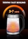 2.2 L Cordless Kettle - Glass Kettle with Safety Lock Lid   360-degree Swivel Base - Auto Shutdown, Power On/Off Indicator Light Feature   Instant Water Heater And Tea Maker 1500 W SKT-1809N Silver