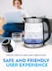 2.2 L Cordless Kettle - Glass Kettle with Safety Lock Lid   360-degree Swivel Base - Auto Shutdown, Power On/Off Indicator Light Feature   Instant Water Heater And Tea Maker 1500 W SKT-1809N Silver