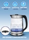 2.2 L Cordless Kettle - Glass Kettle with Safety Lock Lid   360-degree Swivel Base - Auto Shutdown, Power On/Off Indicator Light Feature   Instant Water Heater And Tea Maker 1500 W SKT-1809N Silver