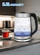 2.2 L Cordless Kettle - Glass Kettle with Safety Lock Lid   360-degree Swivel Base - Auto Shutdown, Power On/Off Indicator Light Feature   Instant Water Heater And Tea Maker 1500 W SKT-1809N Silver