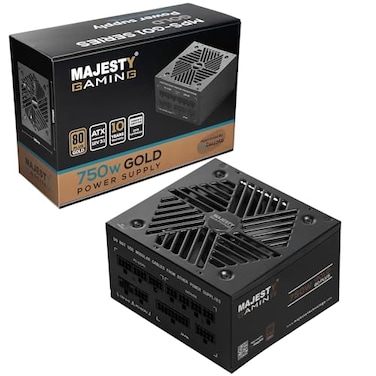 Majesty Power Supply 750W Gold, Supports New RTX 50, Fully Modular, Low Noise, ATX 3.1 &amp; PCIe 5.1 Compatible, 105&deg;C Capacitors, 80+ GOLD Efficiency, Modern Standby Support, Black