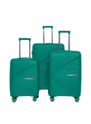 Luggage Sets 3 Piece With Trolley Set With Lightweight Polypropylene Shell 8 Spinner Wheels For Travel Green