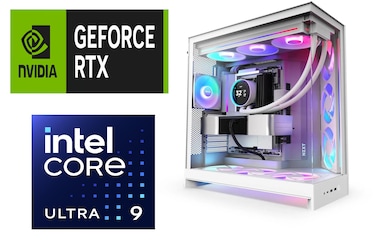 بي سي قمينق تجميع جهاز كمبيوتر للألعاب حاسوب ألعاب Gaming PC Ultra 9 معالج CPU لوحة NZXT N9 Z890 كرت شاشة RTX 5080 16 جيجابايت VGA ذاكرة 32 جيجابايت DDR5 تخزين 1 تيرابايت NVME SSD تبريد NZXT Kraken Elite 360 مزود طاقة 1000 واط إصدار أبيض Windows 11 Pro مدعوم من NZXT