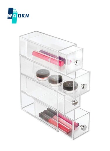 Drawer Dressing Table/Cosmetics Storage Box/Glasses Storage Box, 1 Piece Set Includes 4 Storage Boxes,Clear