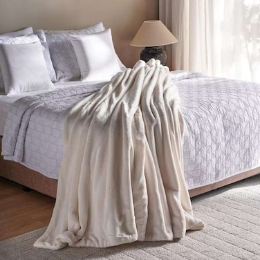 Home Cozevia Flannel Blanket - Cream