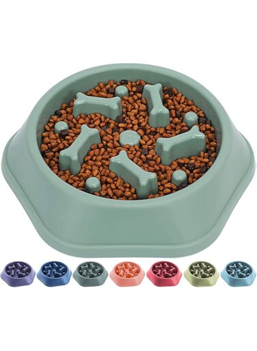 Kongon Dog Slow Feeder Bowl, Non Slip Puzzle Bowl - Anti-Gulping Pet Slower Food Feeding Dishes Interactive Bloat Stop Dog Bowls