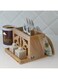 Wooden Twist Neos Teak Wood Cutlery and Tissue Holder ( Natural )