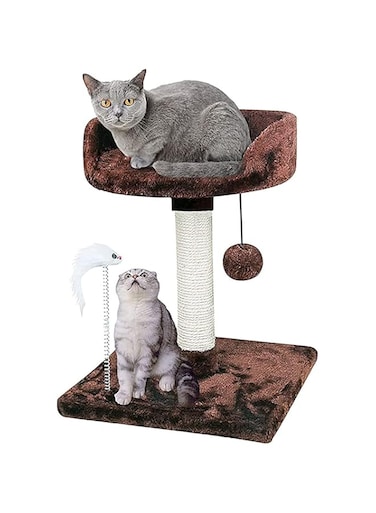 Dreamons link Cat Tree Cat Tower with Natural Sisal Scratching Posts Cat Activity Platform Furniture with Hanging Ball and Spring Plush Mouse Toys for kitten cats