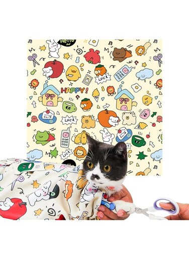 nalaina Cat Grooming Wrap, Self-Adherent Soft Cat Blanket to Wrap, Magic Pad - Self-Adhesiv, Anti Bite, Anti Scratch, Anti Escape Sedative Bag, Comfortable and Safe, 55 * 55CM (Within 9lbs)