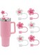 EXCEFORE Straw Covers Cap Toppers, 6 Pcs Straw Cover for Stanley Cup, Silicone Straw Covers Cap Reusable Drinking Straw Topper Compatible, for Stanley Cups Accessories (0.4in, Flower, 2 Colors)