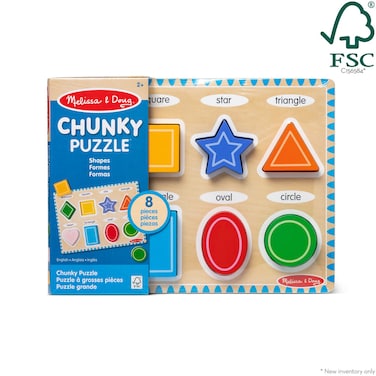 Melissa &amp; Doug Shapes Chunky Puzzle - Pack Of 8 Wooden Learning Toy MD3730
