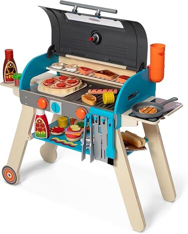 Melissa &amp; Doug Deluxe Grill &amp; Pizza Oven Play Set &ndash; 40-Piece Wooden Pretend Play BBQ &amp; Pizza Counter With Utensils, Food &amp; Accessories &ndash; Imaginative Role-Play Toy for Kids Ages 3+, MD30608
