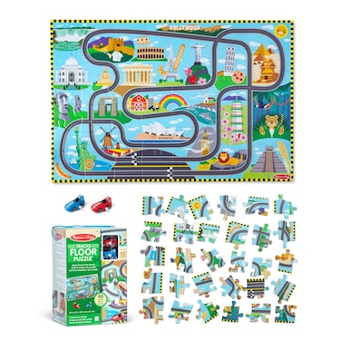 Melissa &amp; Doug Tracks Floor Puzzle - Race Around The World MD31009