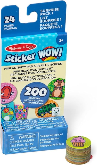 Melissa &amp; Doug Sticker WOW! Mini Activity Pad With Refill Stickers - Surprise Pack 1 &ndash; 100+ Stickers &amp; 12 Mini PAges &ndash; Mystery-Themed Mess-Free Sticker Fun for Kids &ndash; Ages 3+, MD50299