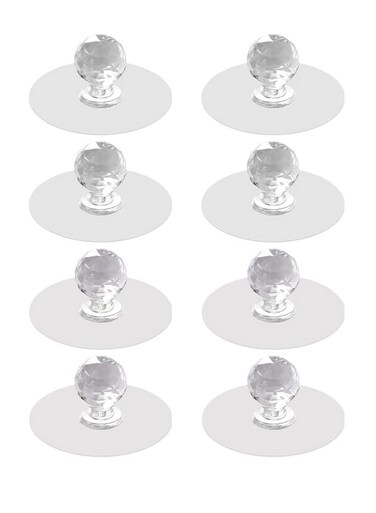 Cabinet Drawer Knobs, Diamond Crystal Shaped Pulls Handles for Kitchen Cupboard, Dresser, Furniture, Self-Adhesive Drill Free Push Pull Knobs (8 pcs)