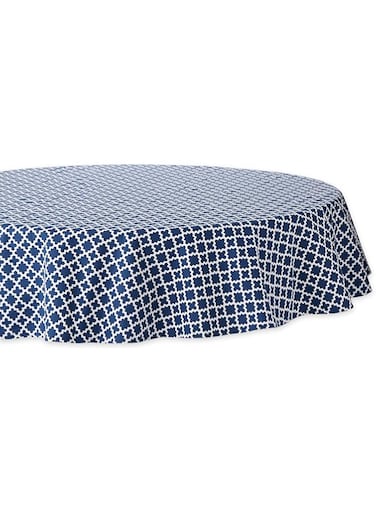 DII Lattice Tabletop Collection, Tablecloth, 70" Round, Nautical Blue