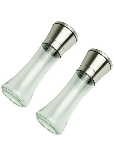 KepGrenn Salt and Pepper Grinder Set, Adjustable Grind Size, Ceramic Burr, 304 Stainless Steel Cover, Pack of 2