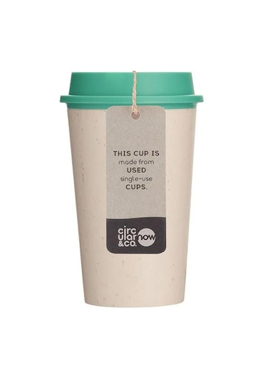 &amp; Co Circular and Co Now Cup Reusable Coffee Cup Made from Recycled Single Use Cups 12oz 340ml Cream &amp; Happy Mint