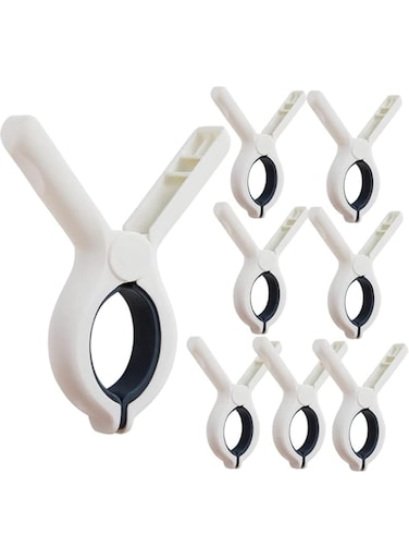 Goodern 8Pcs Plastic Clothes Pins,Beach Towel Clips Plastic Clothespins Beach Chair Clip Strong Grip Holder Clamp Heavy Duty Laundry Clamps Clothes Pegs Windproof Clothes Pins Beach Towel Holder-Blue