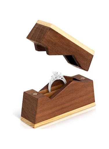 Excefore Wooden Wedding Ring Box, Wooden Engagement Proposal Ring Bearer Boxes, Ring Case Ring Gift Box, Engagement Ring Box, Jewelry ring Storage Box for Anniversary