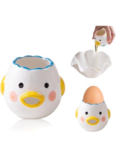 ELECDON Funny Cartoon Chicken Egg Separator, Portable Kitchen Gadget for Baking, Egg White Separator Tool (1Pcs, Yellow)