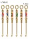 6 Pieces Tiny Spoon Powder Spoon Portable Metal Small Tiny Spoon Retro Necklace Loop Pendant for DIY Crafts Filling Vials with Powder Spice Herbs Sand Applications, 3.03 Inches