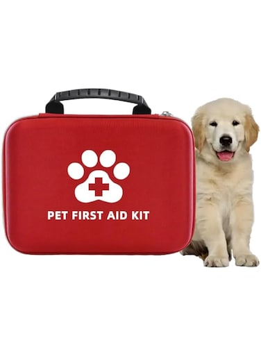 SYOSI Dog First Aid Kit, 101 Pcs Pet Emergency Travel Kit for Cats Dogs, Home Travel Car First Aid Kit Emergency Kit, Pet Camping Essentials with Thermometer and Mini First Aid Pouch Emergency Collar