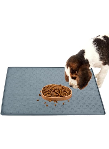STAYOUNG Silicone Pet Placemats - Pet Feeding Bowl Placemats, Waterproof And Non-Slip, Prevent Food Residues From Splashing On The Floor, Suitable for Cats And Puppies (Grey)