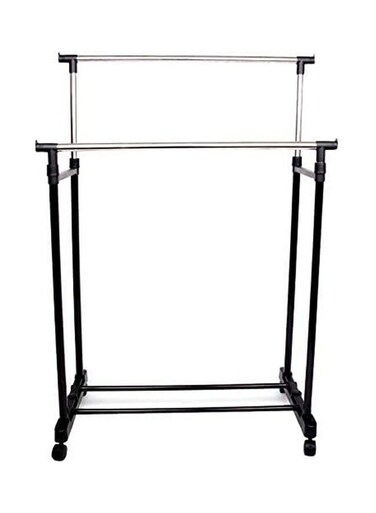 Double Pole Telescopic Clothes Hanger Rack Black 845 x 430 x 950cm