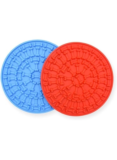 Khazna Lick Mat for Dog, Easy to Clean, Boredom and Anxiety Reducer for Dog Bath, 2 Pcs Dog Slow Feeder, Super Strong Suction on Wall, Dog Peanut Butter Lick Pad, BPA Free and Non-Toxic