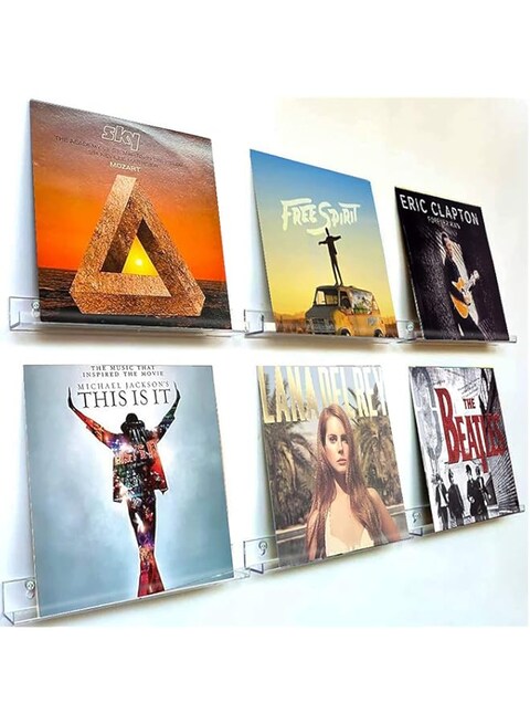 AIFUSI Record Holder Wall Mount, 6 Pack Clear Vinyl Record Shelf Storage Acrylic Album Stand Display Your Daily LP Listening/Book in Office Home