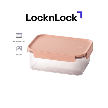 LocknLock Classic Plus Rectangle Food Container 1.65L &ndash; Pink, 4-Side Locking, Stackable &amp; Leakproof