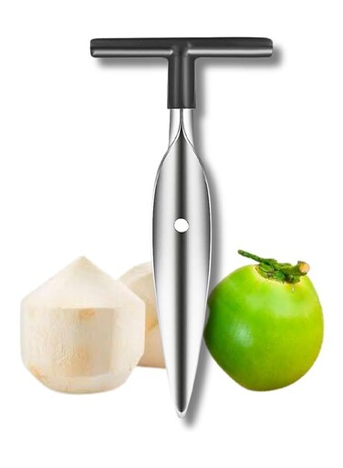 Coconut Opener for Fresh Green Young Coconut Water - Works With Peeled Thai Young White Coconuts - Open in Seconds Super Safe Easy and Fast
