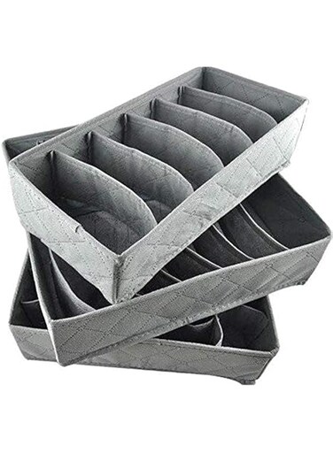 SKEIDO 3 Pieces Bamboo Charcoal Fibre Bag Organizer Clothing Storage Box Organizer For Bra Clothes Case Underwear Container Organizer