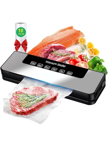 Vacuum Sealer Machine, 5-in-1 Food Vacuum Sealer Machine, Compact Food Sealer Machine Easy Options for Food Preservation, 30MM Longer Seal Food Sealer for Dry and Moist Food Fresh Preservation with 10