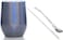 Yerba Mate Tea Cup And Bombilla Straw Set 12oz double-wall Stainless Coffee Water Tea Cup Natural Mate Gourd Cup Kit For Yerba Mate Loose Leaf Drinking, Easy to Clean (Discolored Blue)