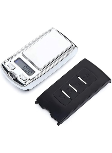 ELECDON 200G Mini Digital Pocket Scale, Precision Portable Gram Scale with Keychain, Multi-Function Car Key Shape Electronic Scale for Jewelry &amp; Food (Silver)